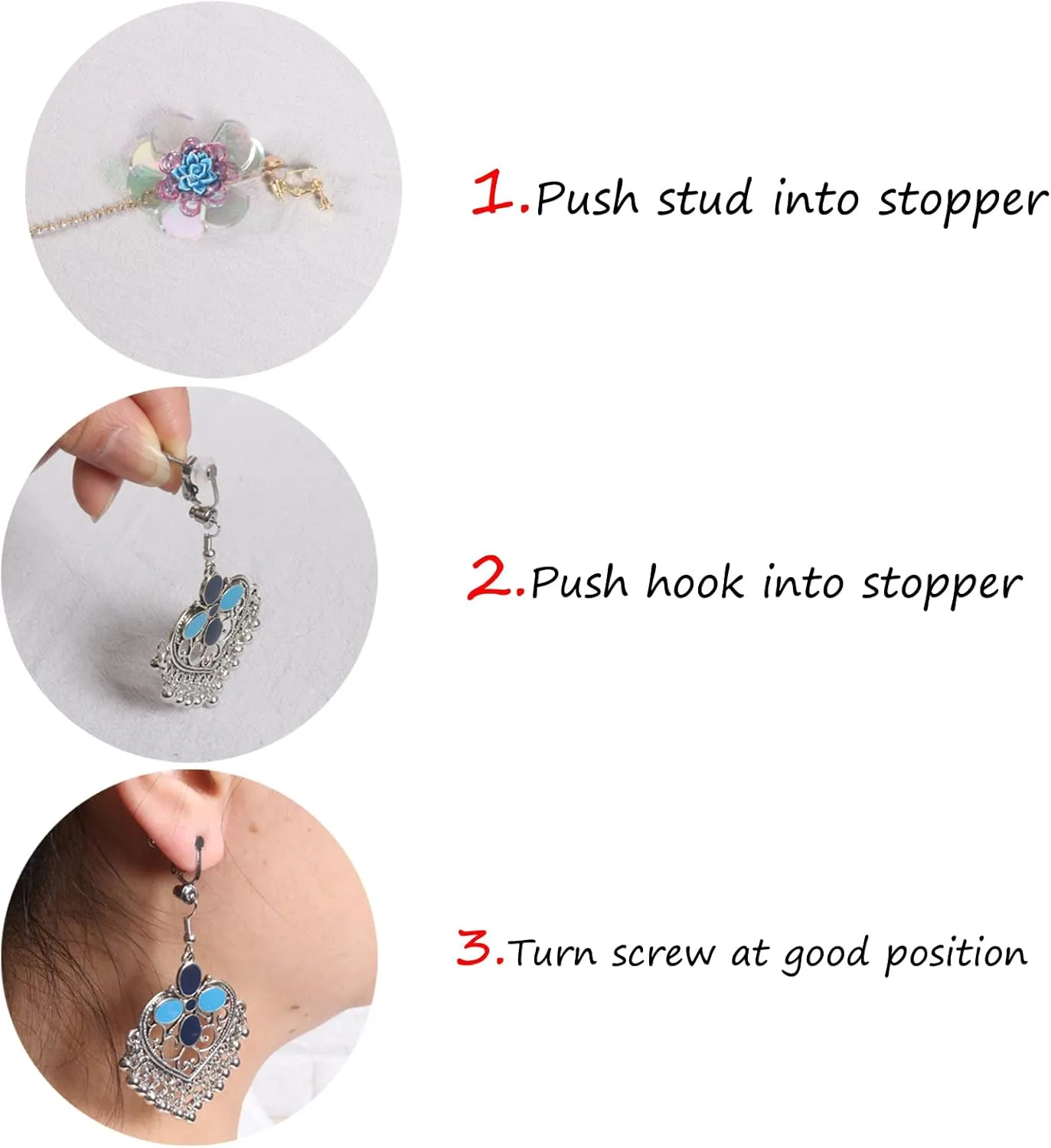 16 Packs Clip-on Earring Converter with Silicon Earring Pads, Easy Open Loop for DIY Earring and Turn Any Studs or Pierced into Clip on for Women Lady Non-Pierced Ears