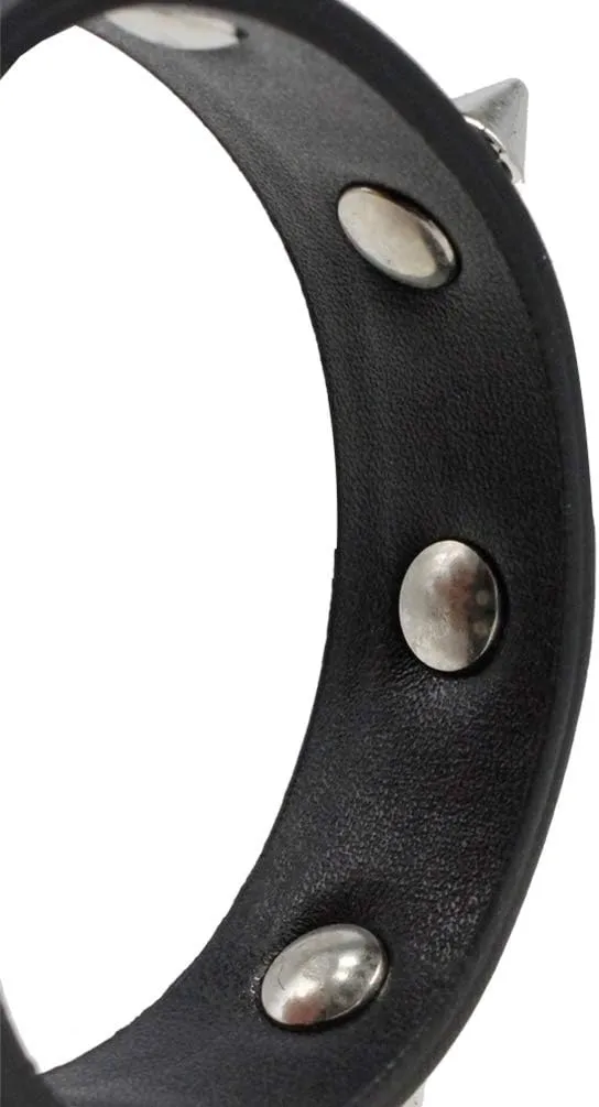 2 Pack Leather Bracelet Punk Spike Rivet Cuff Metal Studded Black Wristband