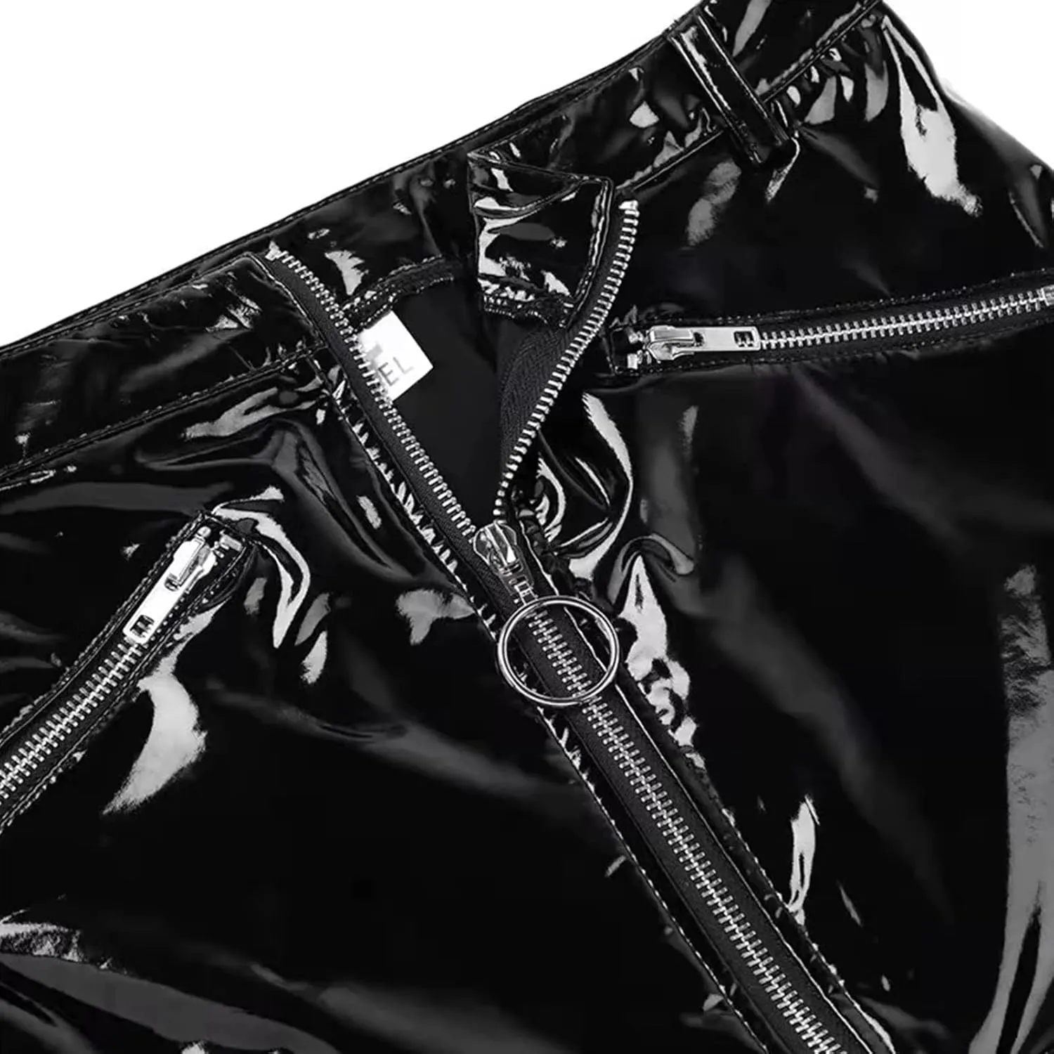 Aivtalk Women's Black Latex Outfit PVC Leathe Wet Look Clubwear Exotic Costumes Party Club Cothes