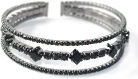 Black Cuff Bracelet for Women Crystal Rhinestone Bracelet for Women Black Bracelet Open Cuff Bangle Sparkly Jewelry for Women Prom Wedding Party Gifts