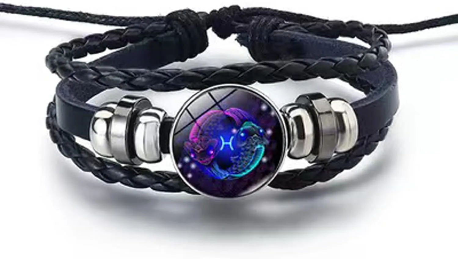 Black Twelve Zodiac Spirit Leather Bracelet - Adjustable Zodiac Jewelry Accessory for Enthusiasts