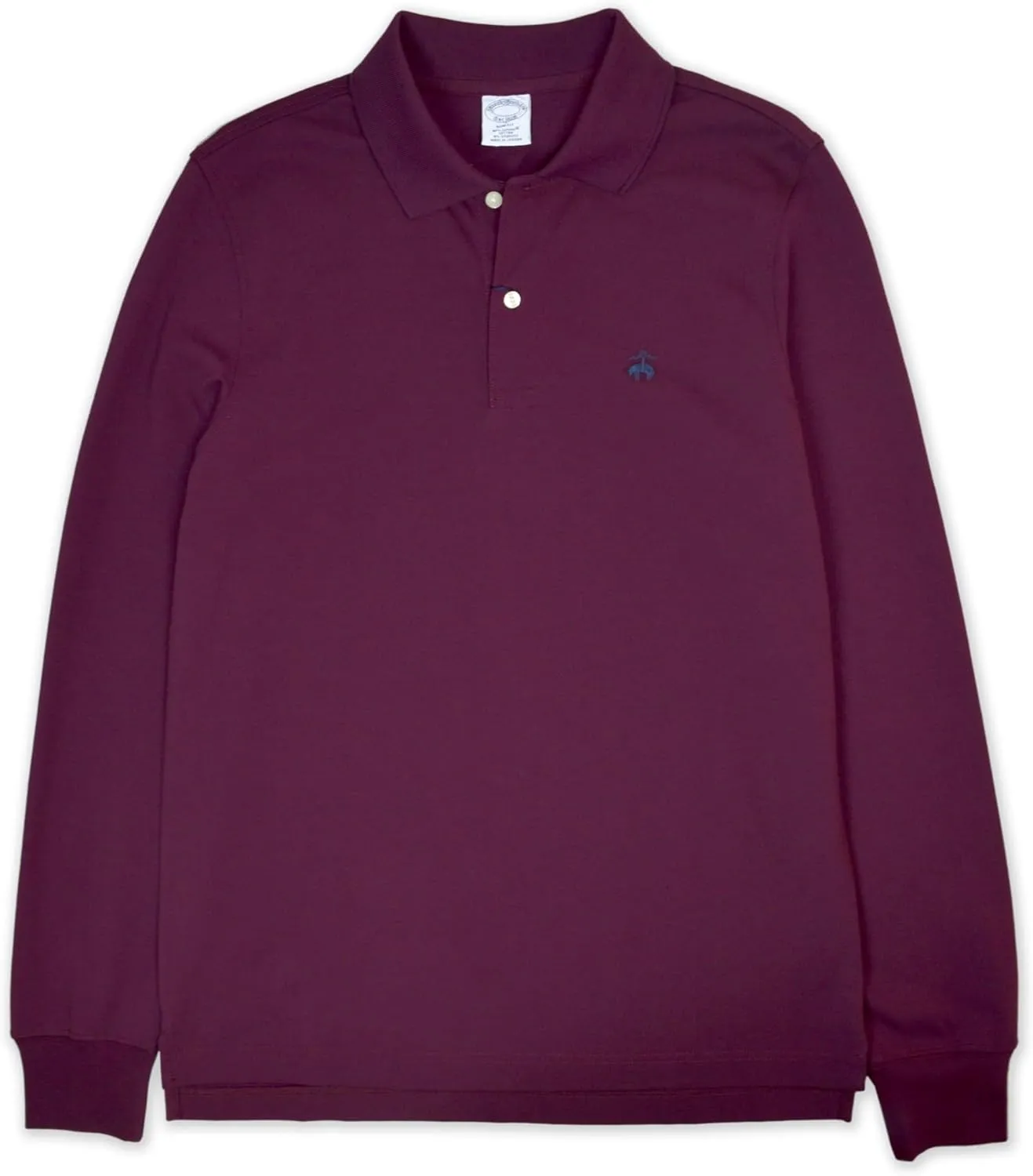 Brooks Brothers Mens Slim Fit Pique Supima Cotton Long Sleeve Performance Polo Shirt,