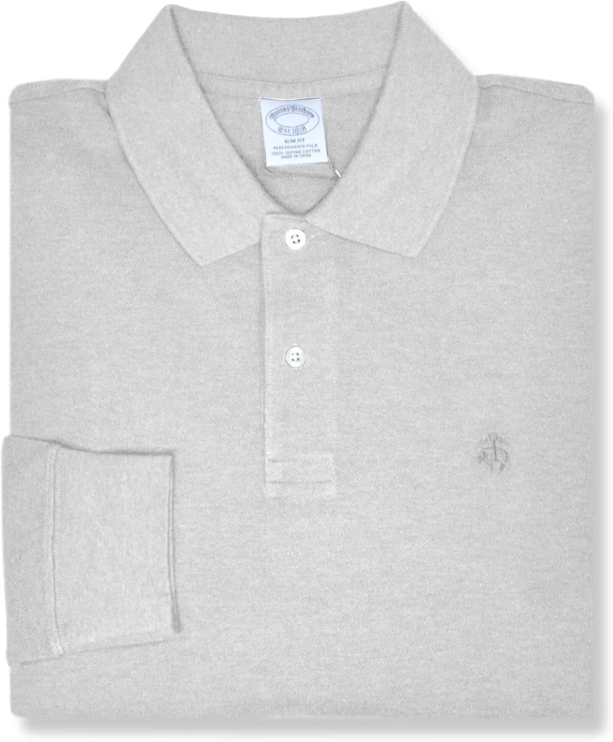 Brooks Brothers Mens Slim Fit Pique Supima Cotton Long Sleeve Performance Polo Shirt,