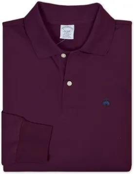 Brooks Brothers Mens Slim Fit Pique Supima Cotton Long Sleeve Performance Polo Shirt,