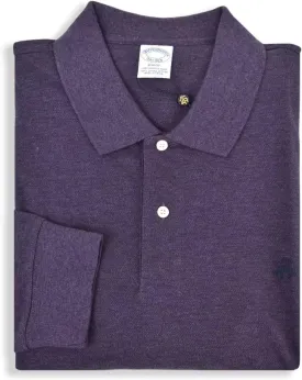Brooks Brothers Mens Slim Fit Pique Supima Cotton Long Sleeve Performance Polo Shirt,