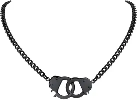 FindChic Handcuff Necklace Padlock Pendant Customized Handcuffs Bracelet Stainless Steel/18K Gold Plated/Black Curb Chain Interlocking 16inch/18inch Friendship Statement Necklace for Girls & Women
