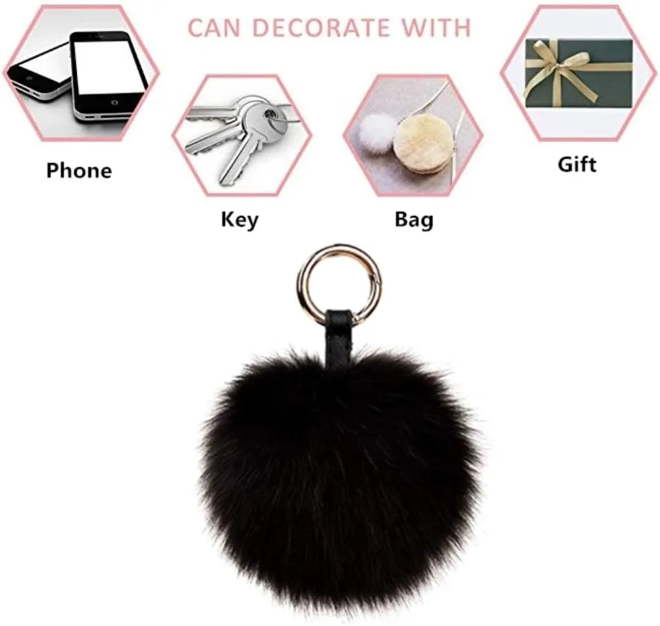 Genuine Fox Fur PomPom Keychain Bag Charm Car Purse Charm Fluffy Fur Ball Handbag Tote Bag Pendant