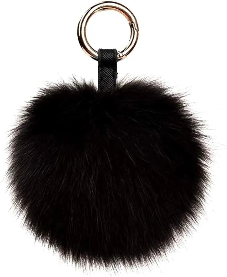 Genuine Fox Fur PomPom Keychain Bag Charm Car Purse Charm Fluffy Fur Ball Handbag Tote Bag Pendant