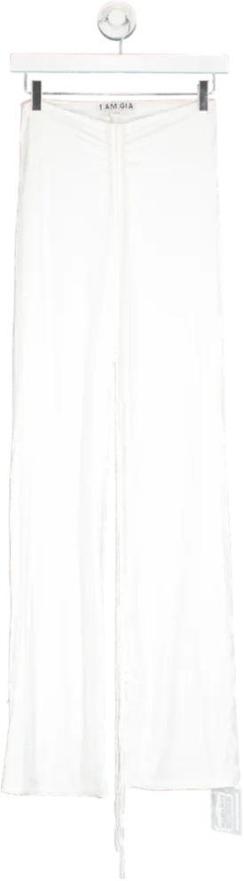 I.AM.GIA White Wide Leg Low Rise Tie Waist Pants UK XXS