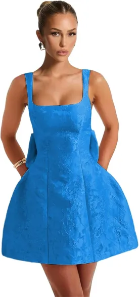 Jacquard Satin Homecoming Dresses with Bow Corset Short Prom Dress for Teens Spaghetti Straps Cocktail Gown