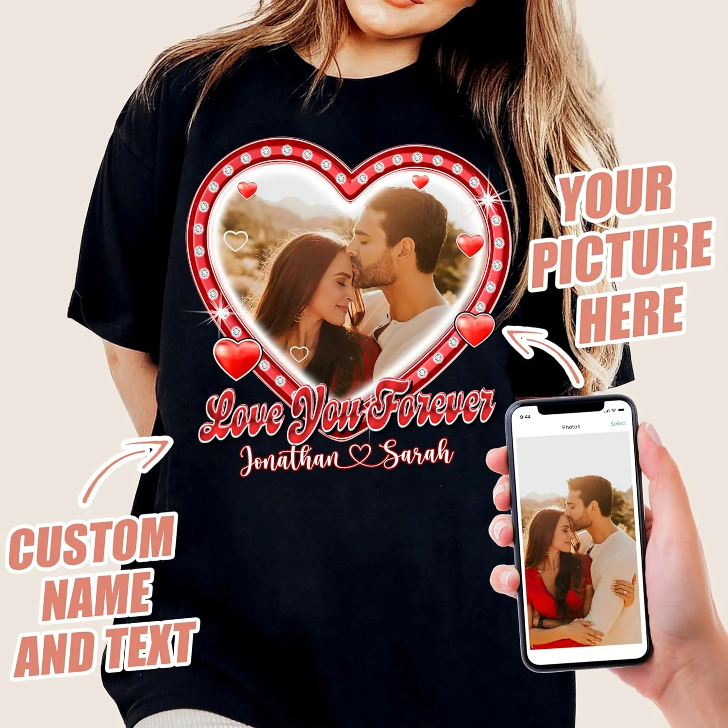 JIX & JOKY Custom Your Own Bootleg Rap Tee Custom Girlfriend Face Shirt for Boyfriend Vintage Birthday Valentine Shirt