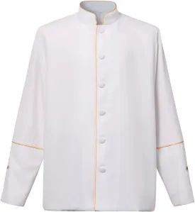 Mens Clergy Coat Church Priest Robe Vestment Stand Up Collar Button Down Top Outwear for Pastor