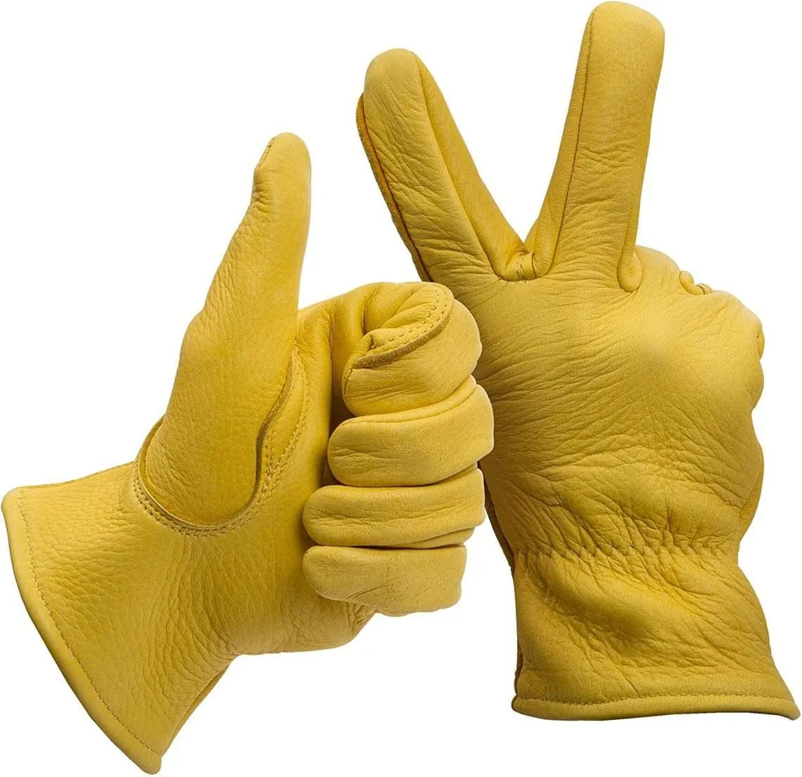 MEN`S FULL GRAIN TAN DEERSKIN LEATHER GLOVES UN-LINED (American Fur) (Small)