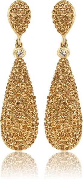 Moonstruck Costume Jewelry Women's Champagne Diamond Golden Dangle Drop Earrings