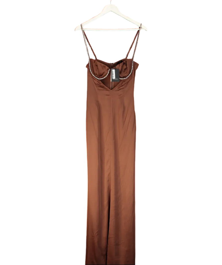 NBD Brown Kalena Embellished maxi dress UK S