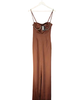 NBD Brown Kalena Embellished maxi dress UK S