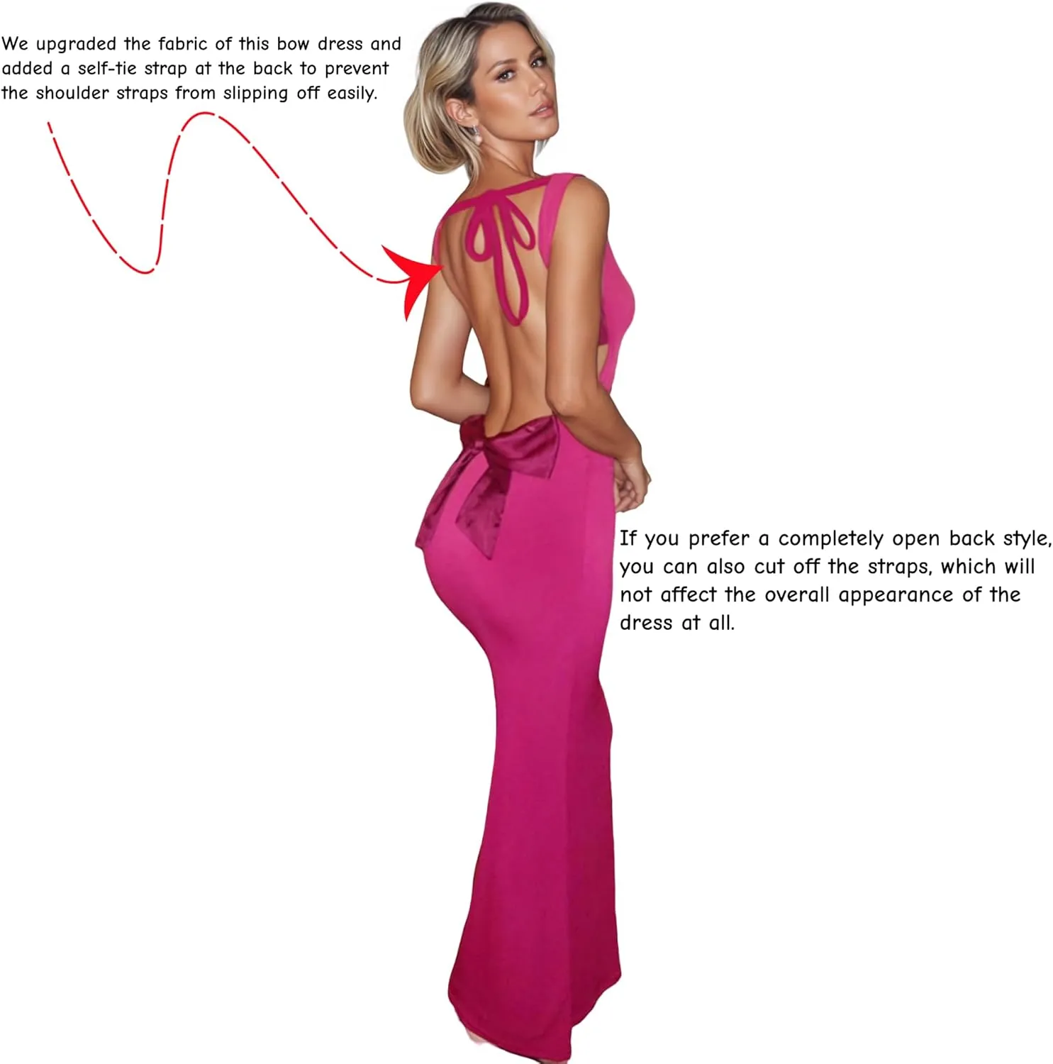 RARITYUS Women's Sexy Cowl Neck Backless Maxi Dress Elegant Satin Bowknot Long Dress Cocktail Party Evening Gown