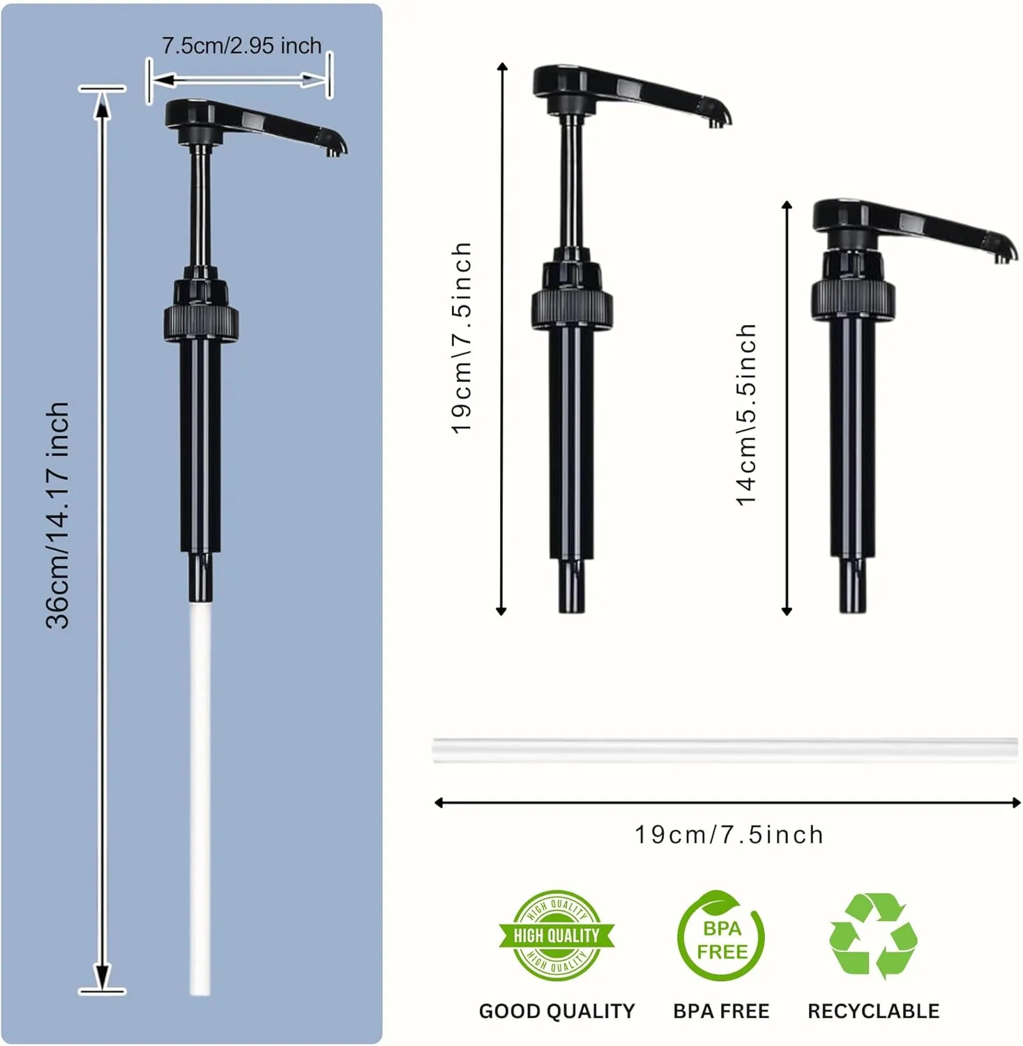 Syrup Pump Compatible with Torani, DaVinci and Skinny Syrups- fits Bottles (25.4 oz-750ml) (Black, Set of 2)