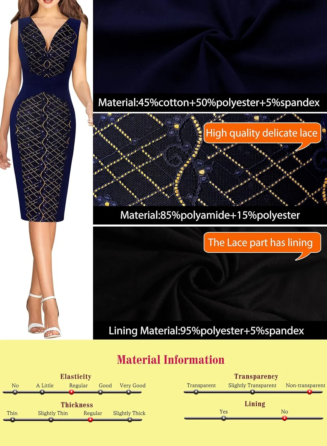 VFSHOW Womens Elegant V Neck Front Zipper Up Slim Fitted Work Business Office Bodycon Pencil Sheath Dress