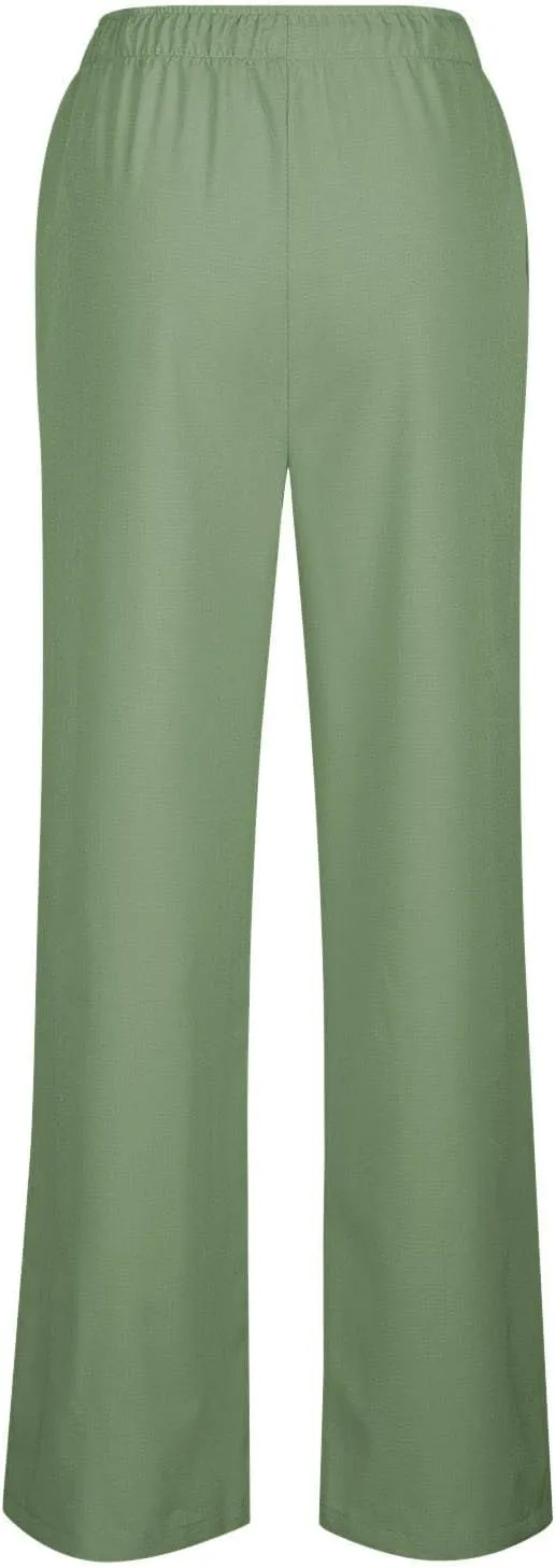 Wide Leg Pants Woman Summer Casual Flowly Slacks Trousers Beach Linen Solid Low Waist Travel Outfits with Pockets
