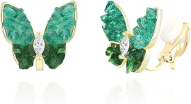 YOQUCOL Butterfly Shape Shell Clip On Earrings Golden Non Pierced Stud for Women