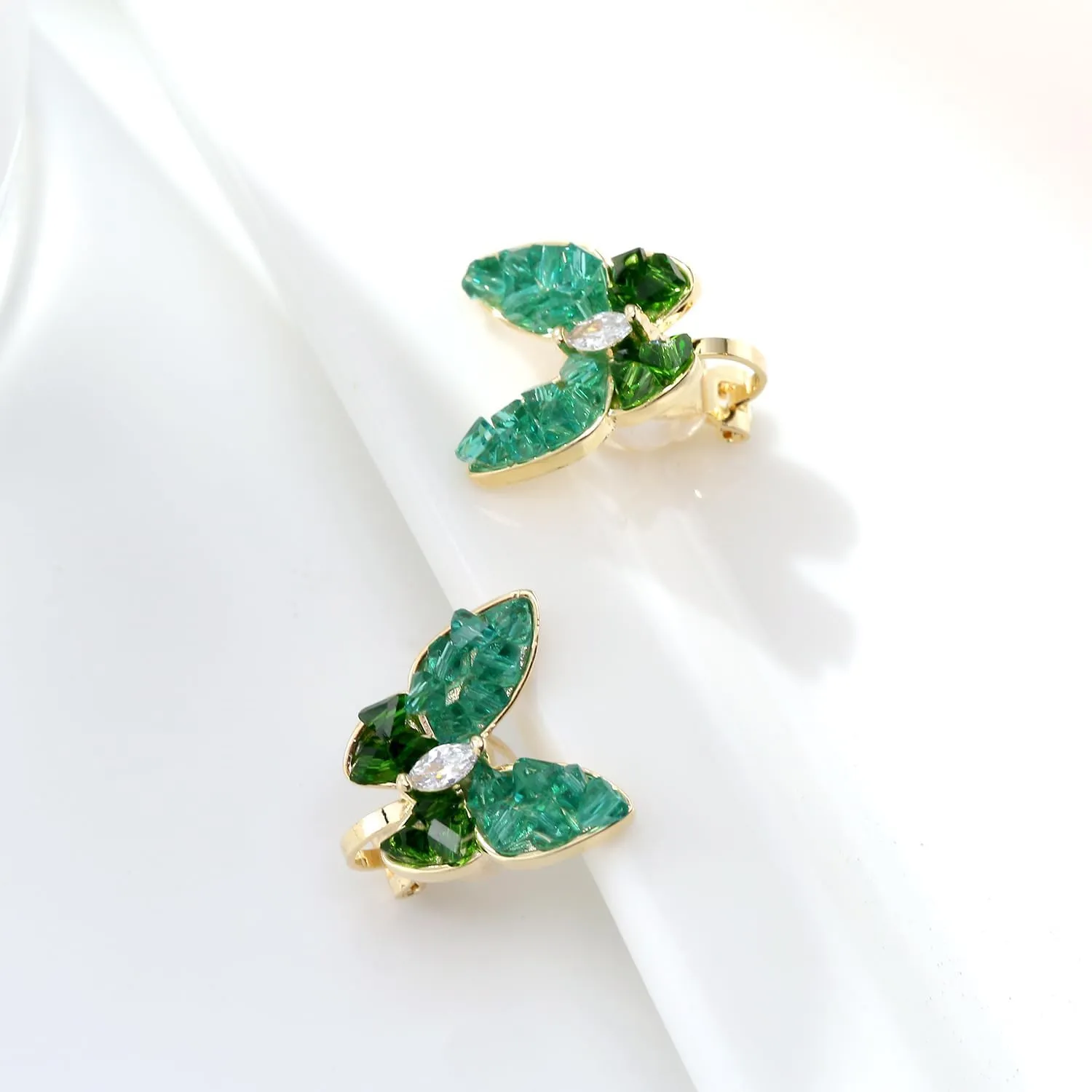 YOQUCOL Butterfly Shape Shell Clip On Earrings Golden Non Pierced Stud for Women