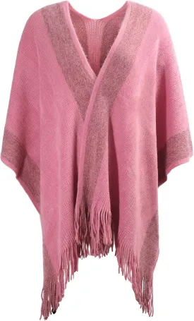 ZLYC Women's Shawl Golden Trim Knit Blanket Wrap Fringe Poncho Coat Cardigan